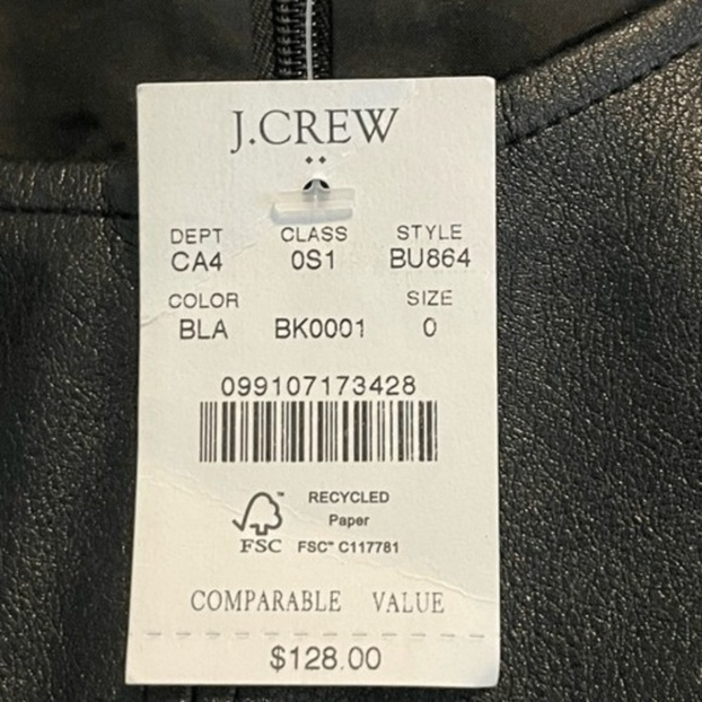 J. Crew Vegan Leather Shift Dress Black Sleeveless High Neck Classic O - Picture 6 of 8
